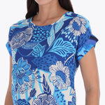 Top Escote Redondo Manga Kimono con Puños Tejido Plano