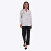 Blusa con Escote en V Manga con Elástico Tejido Plano