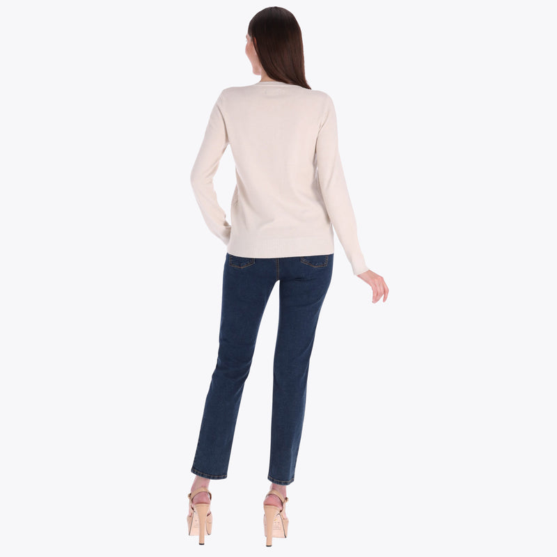 Sweater Escote Redondo con Botones Decorativos Cerrado