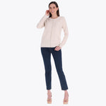 Sweater Escote Redondo con Botones Decorativos Cerrado