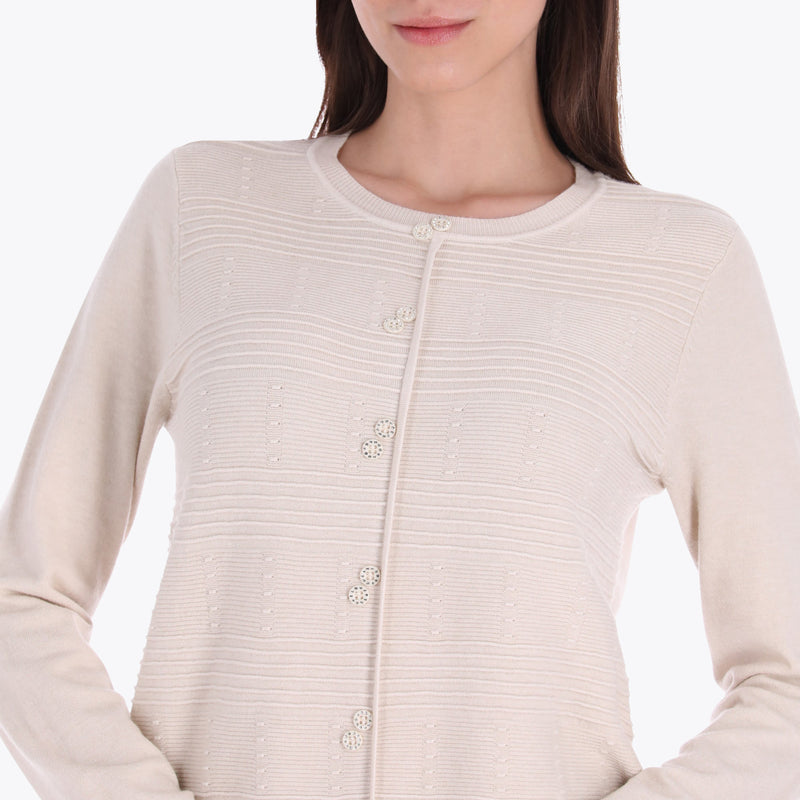 Sweater Escote Redondo con Botones Decorativos Cerrado