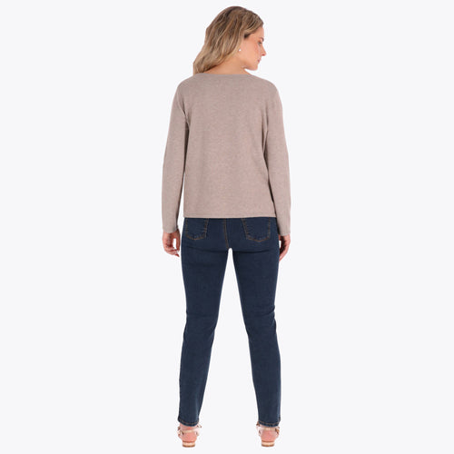 Sweater con Combinación Tipo Gamuza