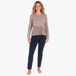 Sweater con Combinación Tipo Gamuza