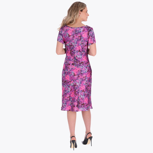 Vestido al Sesgo con Gorguera en Satín