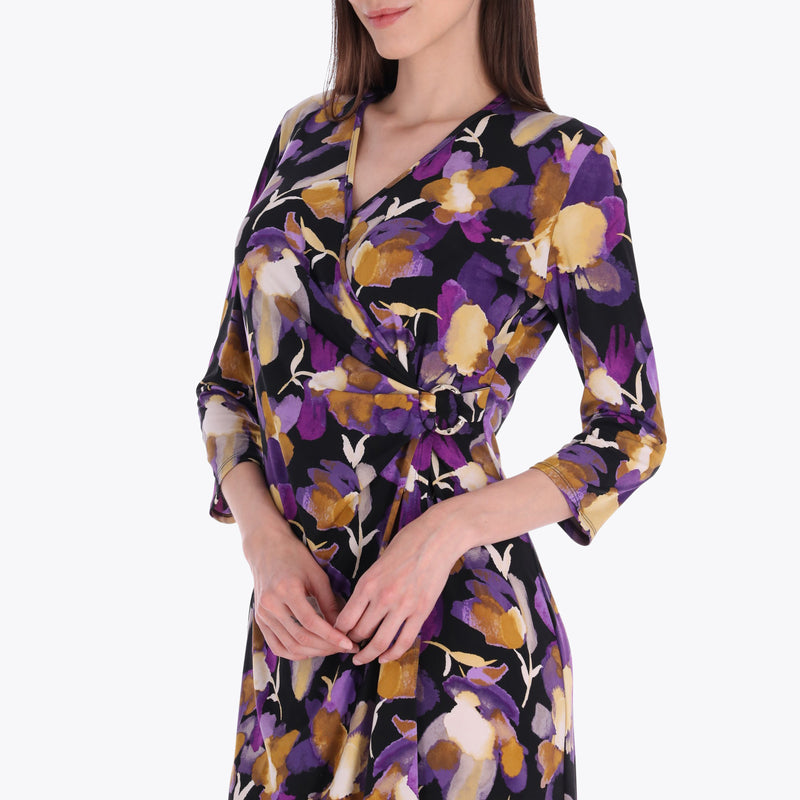 Vestido Falso Cruzado con Argolla al Frente Tejido de Punto