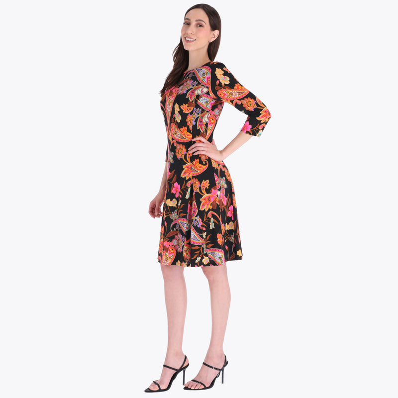 Vestido con Cuñas Manga 3/4" Tejido de Punto
