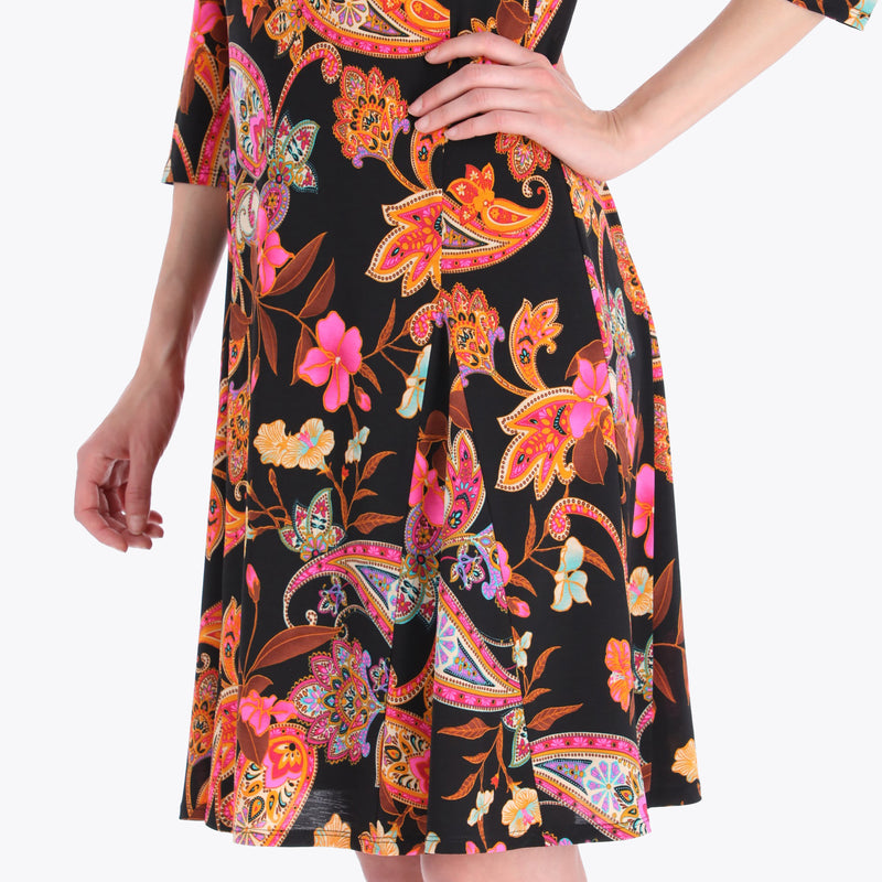 Vestido con Cuñas Manga 3/4" Tejido de Punto