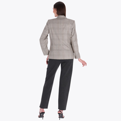 Blazer de Cuadros con Lurex Tejido Plano