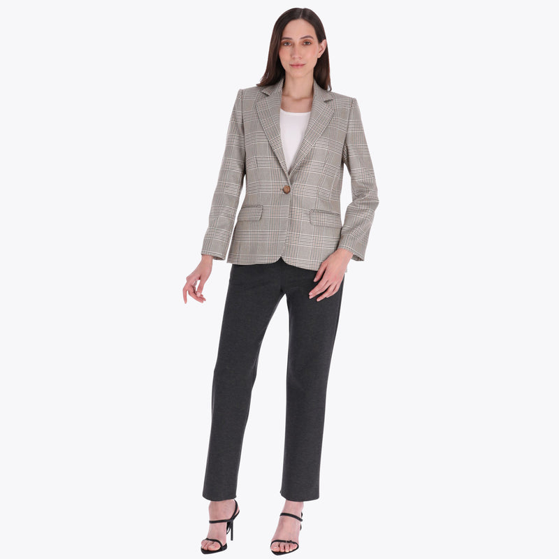 Blazer de Cuadros con Lurex Tejido Plano