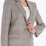 Blazer de Cuadros con Lurex Tejido Plano