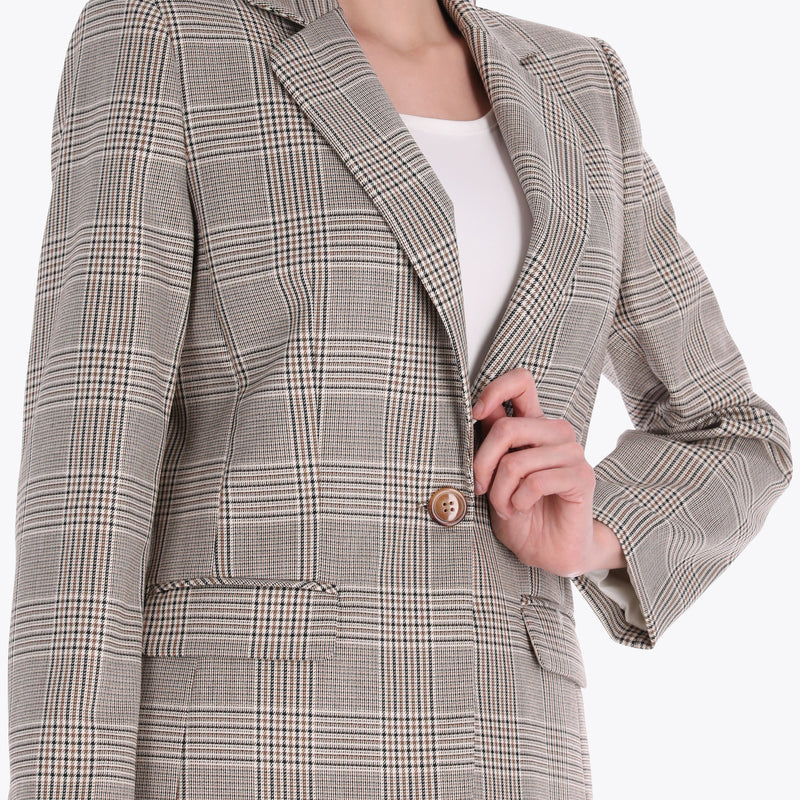 Blazer de Cuadros con Lurex Tejido Plano