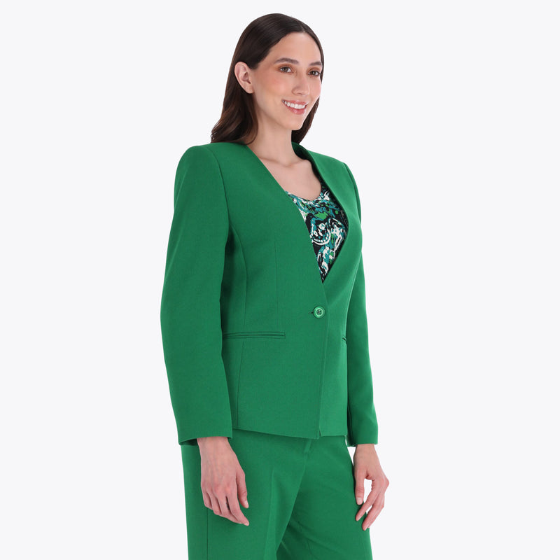 Saco Escote en "V" con Carteras de Vivos Tejido Plano