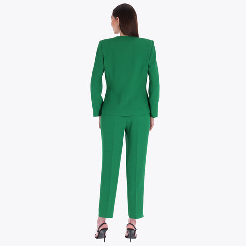 Saco Escote en "V" con Carteras de Vivos Tejido Plano