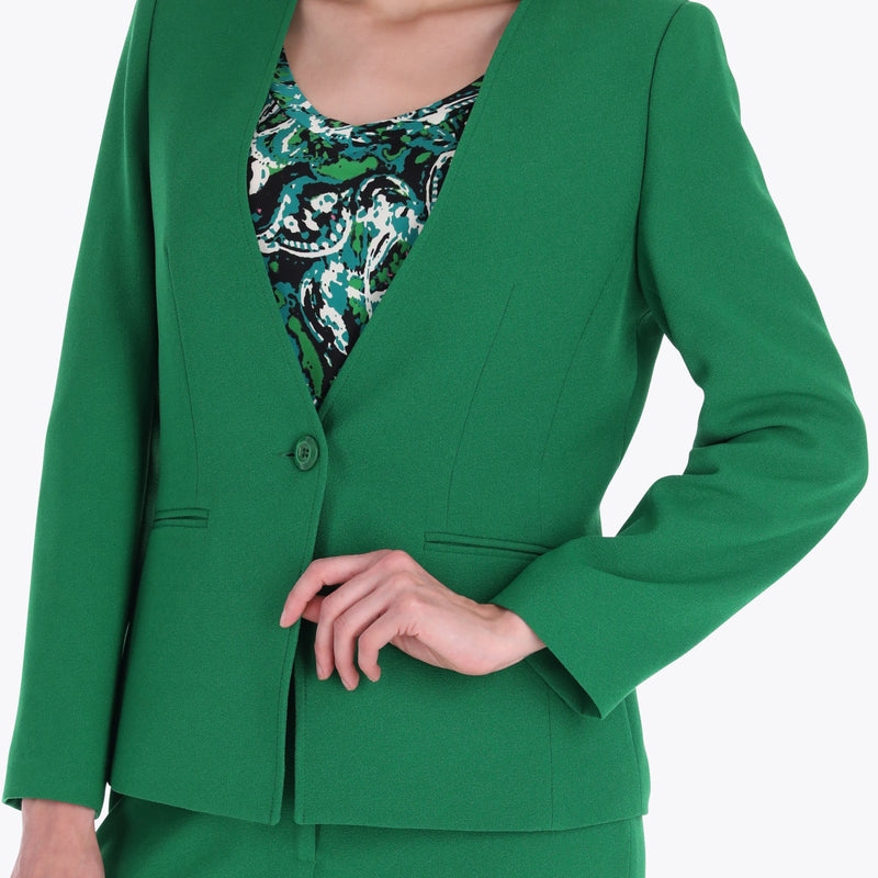 Saco Escote en "V" con Carteras de Vivos Tejido Plano
