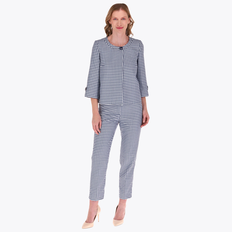 Saco Forma Trapesio Escote Redondo Manga 3/4 en Tejido Plao