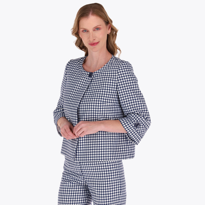 Saco Forma Trapesio Escote Redondo Manga 3/4 en Tejido Plao