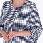 Saco Forma Trapesio Escote Redondo Manga 3/4 en Tejido Plao