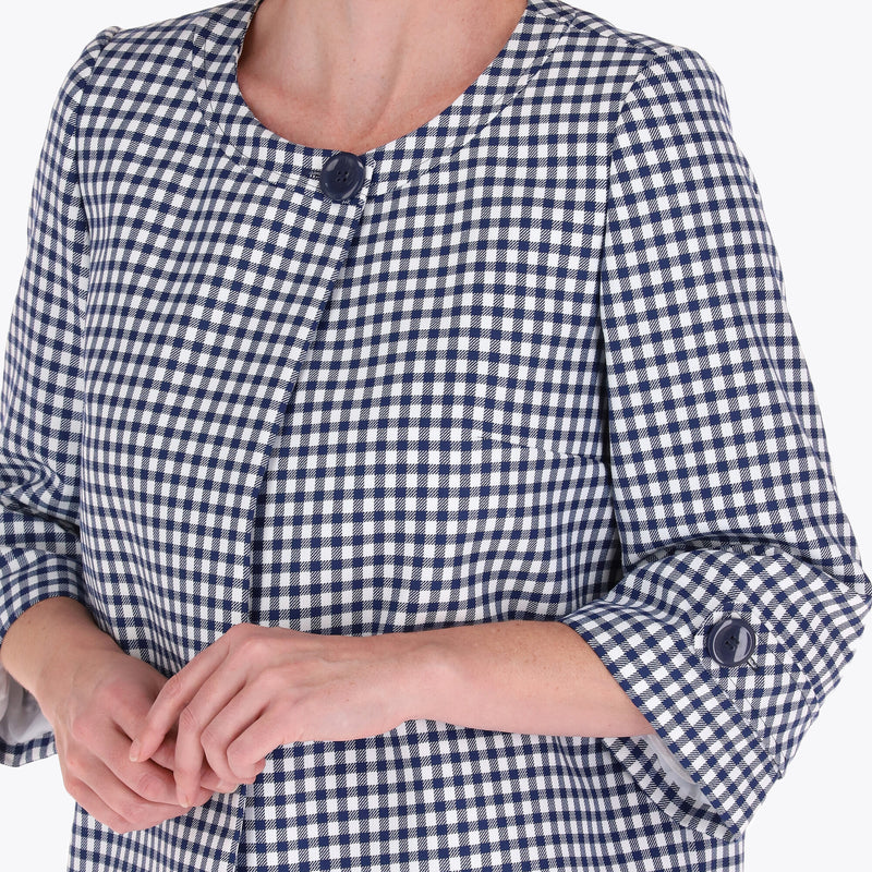 Saco Forma Trapesio Escote Redondo Manga 3/4 en Tejido Plao
