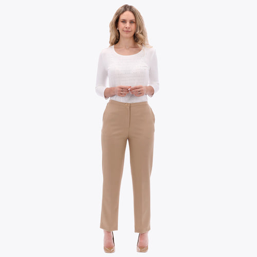 Pantalón Básico con Elástico en Costados y Bolsas en Costados Tejido Plano