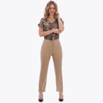 Pantalón Básico con Elástico en Costados Tejido Plano