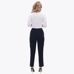 Pantalón con Elástico en Cintura y Bolsas Laterales en Raya de Gis