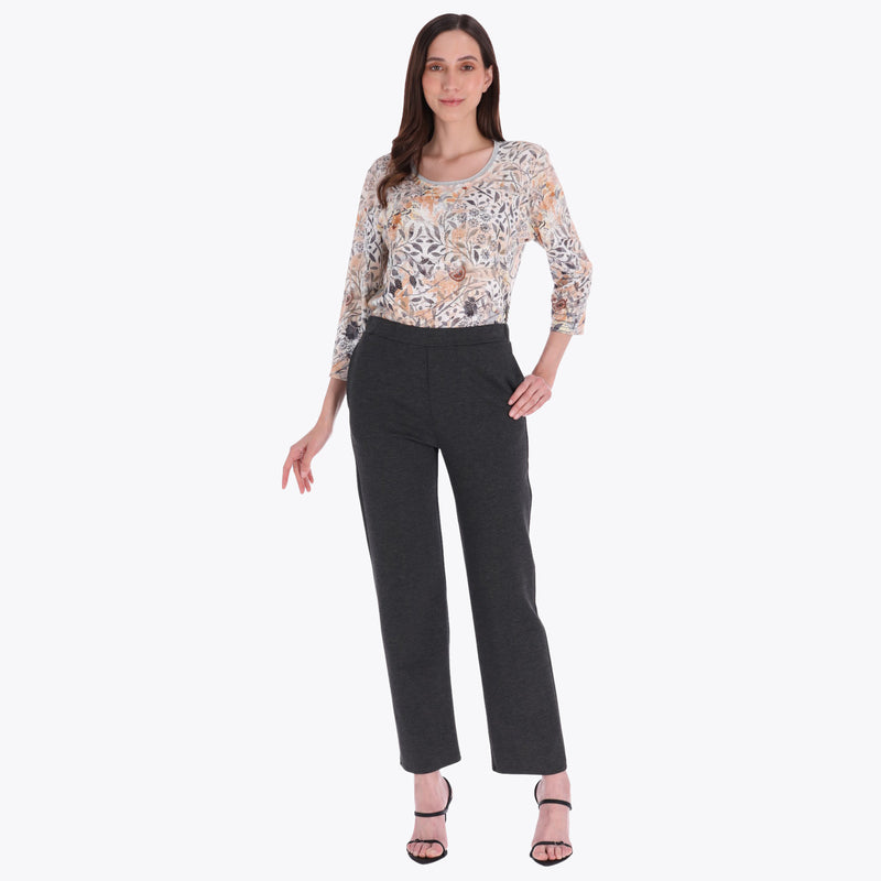 Pantalón en Tejido de Punto con Bolsas en los Costados