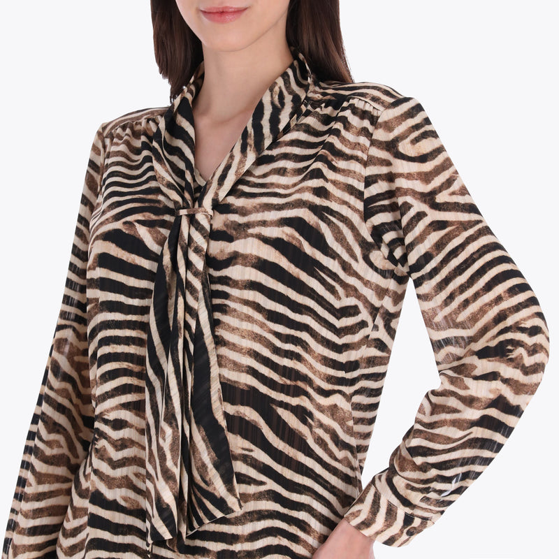 Blusa con Corbata Tejido Plano