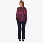 Blusa Satinada Escote V Manga Larga con Puño