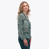 Blusa Cuello Chino con Escarola al Frente Manga larga Tejido Plano