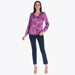 Blusa Escote "V" Manga Larga en Satín