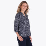 Blusa Camisera Cuello Chino Manga 3/4" Tejido Plano