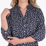 Blusa Camisera Cuello Chino Manga 3/4" Tejido Plano