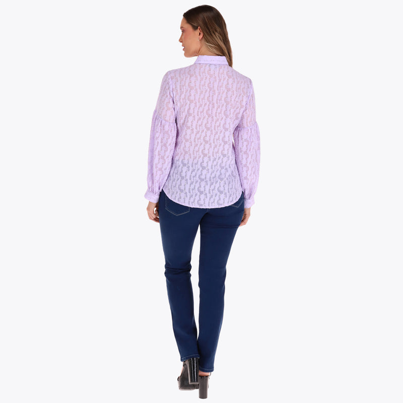 Camisera Manga Larga con Corte Aglobado Tela con Textura
