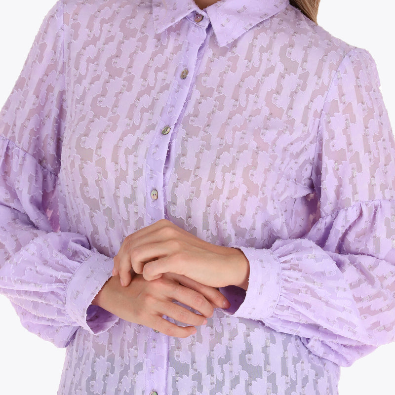 Camisera Manga Larga con Corte Aglobado Tela con Textura