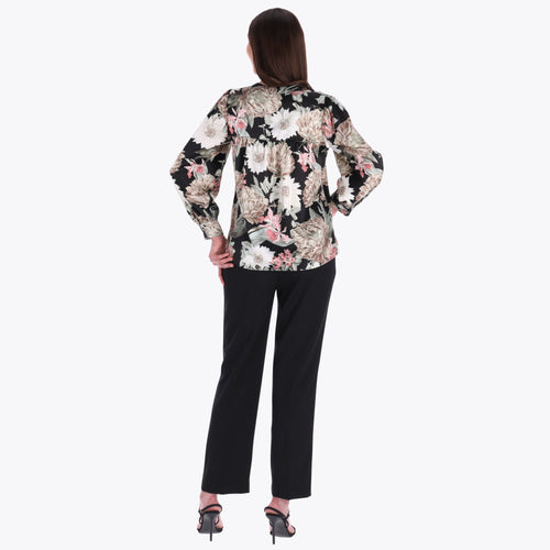 Blusa Escote "V" Pliegues en Hombros en Satín
