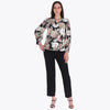 Blusa Escote "V" Pliegues en Hombros en Satín