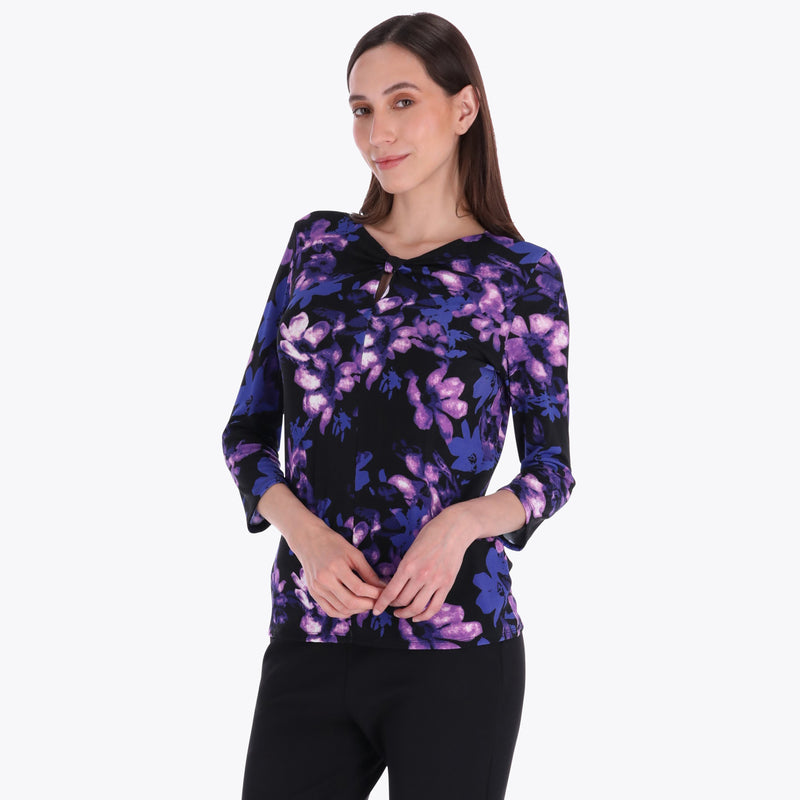 Top con Escote Tipo Moño manga 3/4" Tejido de Punto
