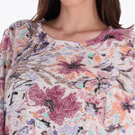 Top Estampado Cuello Redondo Manga 3/4" con Piedras en Tejido de Punto