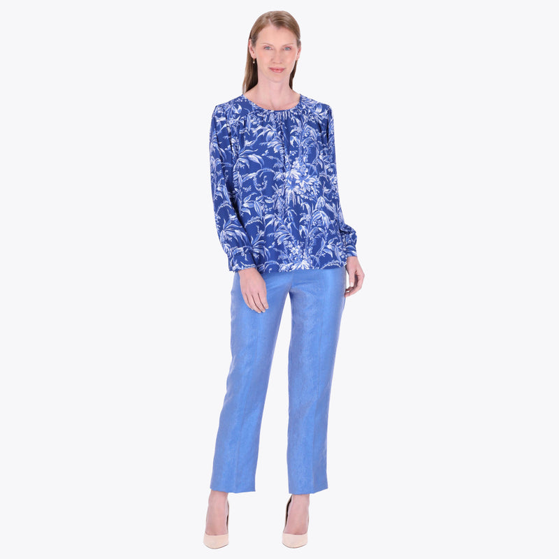 Blusa con Escote Redondo con Corte en Hombros