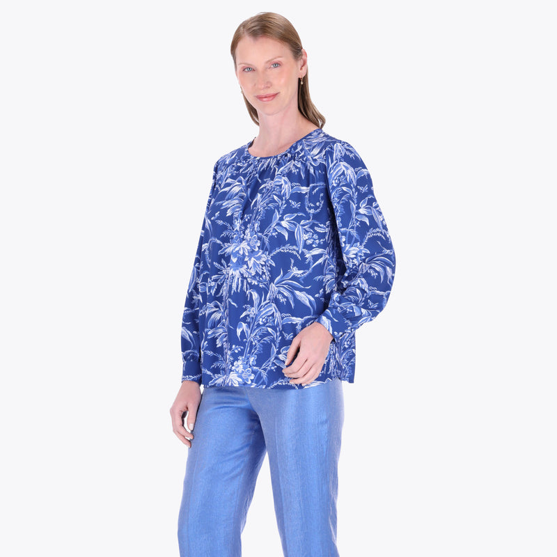 Blusa con Escote Redondo con Corte en Hombros