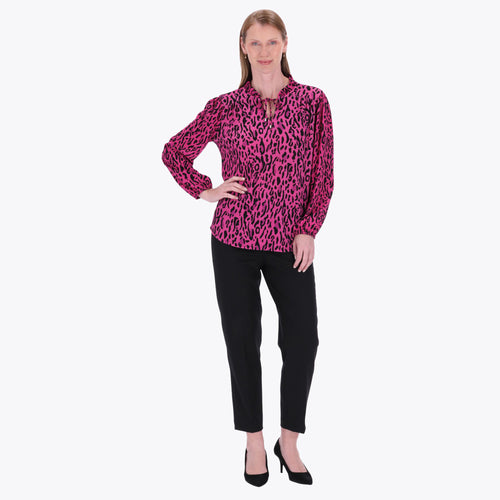 Blusa Combinada en Tejido de Punto y Plano
