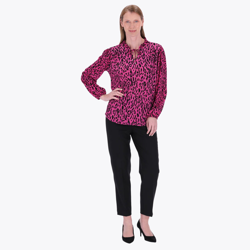 Blusa Combinada en Tejido de Punto y Plano