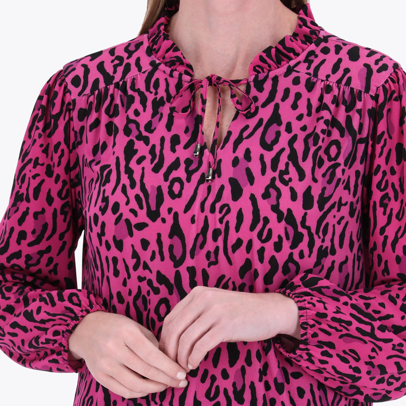 Blusa Combinada en Tejido de Punto y Plano