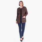 Cardigan Escote Redondo Bolsas al Frente con Hilos Metálicos