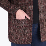 Cardigan Escote Redondo Bolsas al Frente con Hilos Metálicos