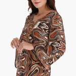 Vestido Escote Redondo con Mangas Campana en Tejido Plano