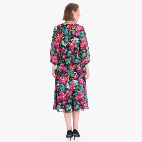 Maxi Vestido con Cuello Chino Tejido Plano