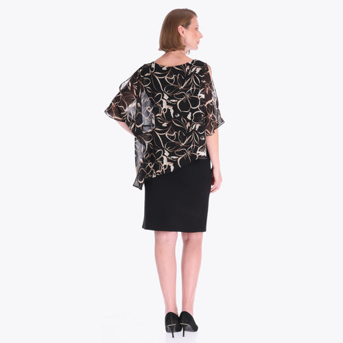 Vestido Recto en Tejido de Punto con Túnica Integrada