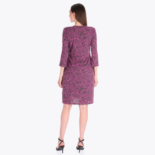 Vestido Camiseta Escote en "V" Manga 3/4" Tejido de Punto