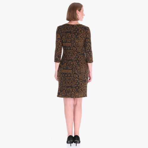 Vestido Camiseta con Herraje en Escote Tejido de Punto